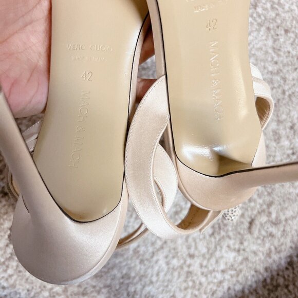 Mach & Mach Wonder Tulip Flower Slingback Sandals heels Beige US 12 EU 42 $1010 - Picture 10 of 11